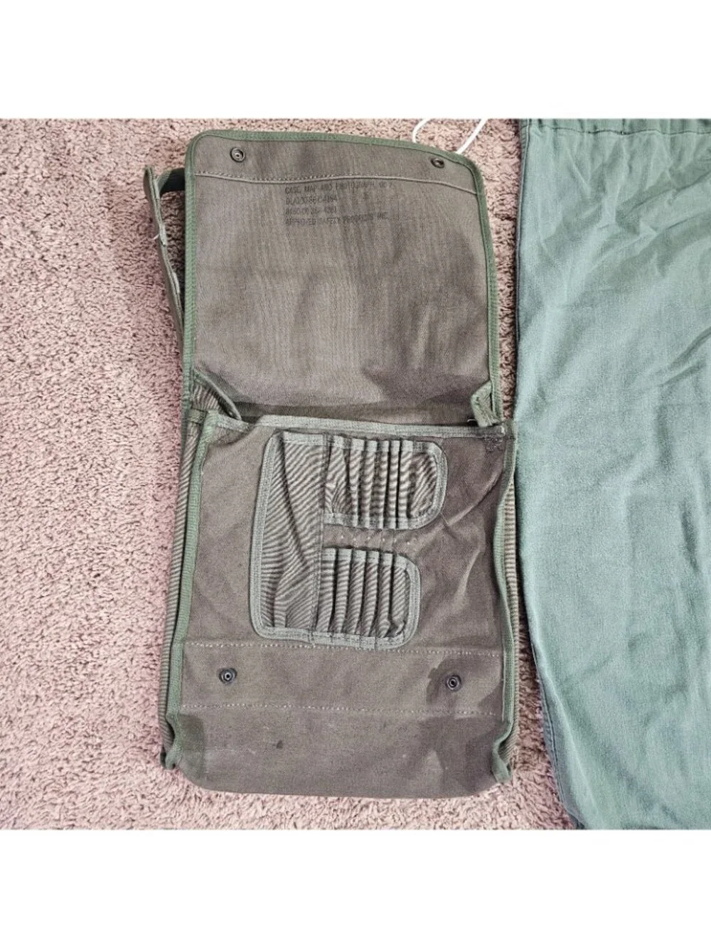 US Army Canvas Laundry Bag and Personal Effects Shoulder Pouch Lot Vintage 80s
